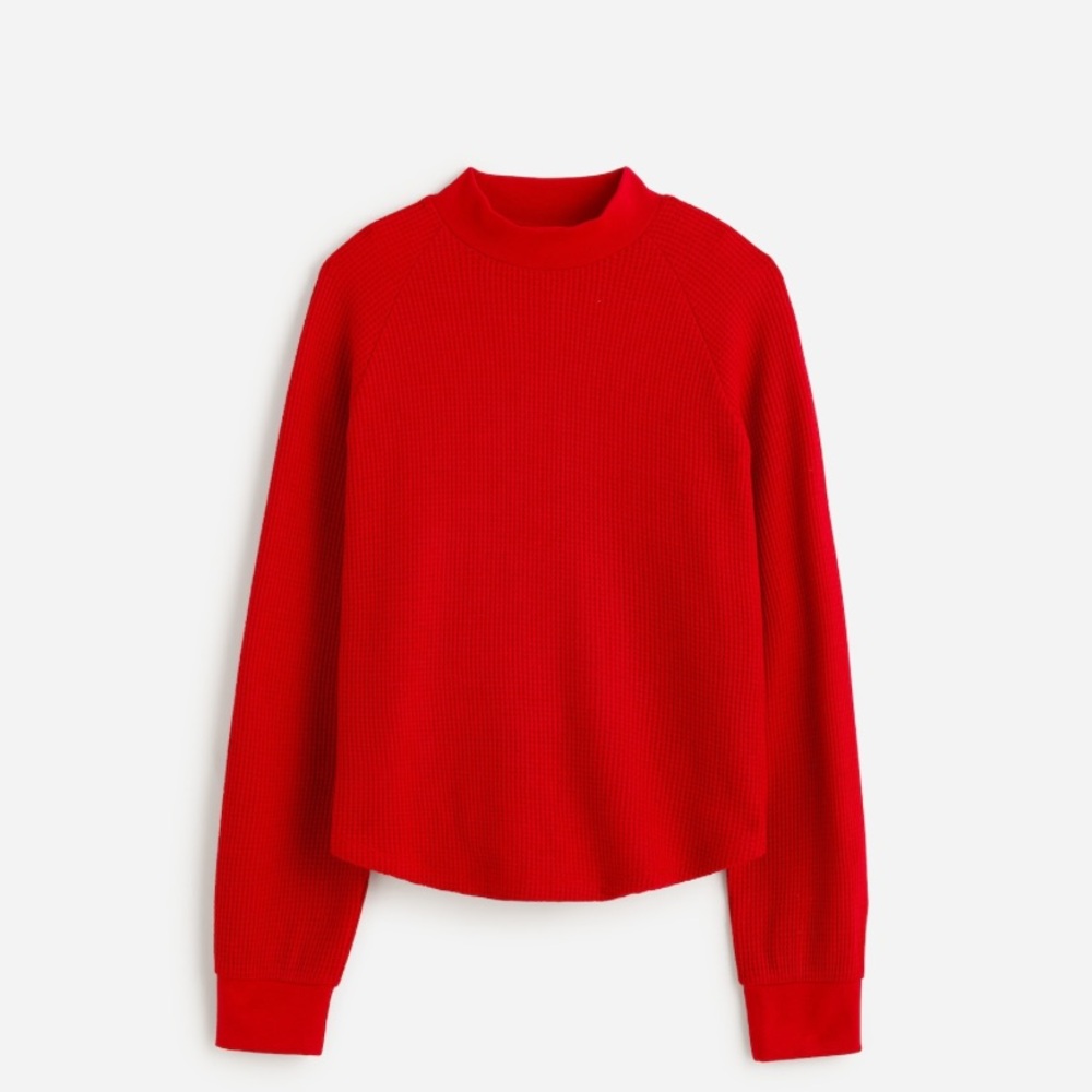 Madewell Red Long Sleeve Waffle knit